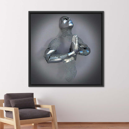 Futuristic Praying Figure Metallic Gallery Canvas Print