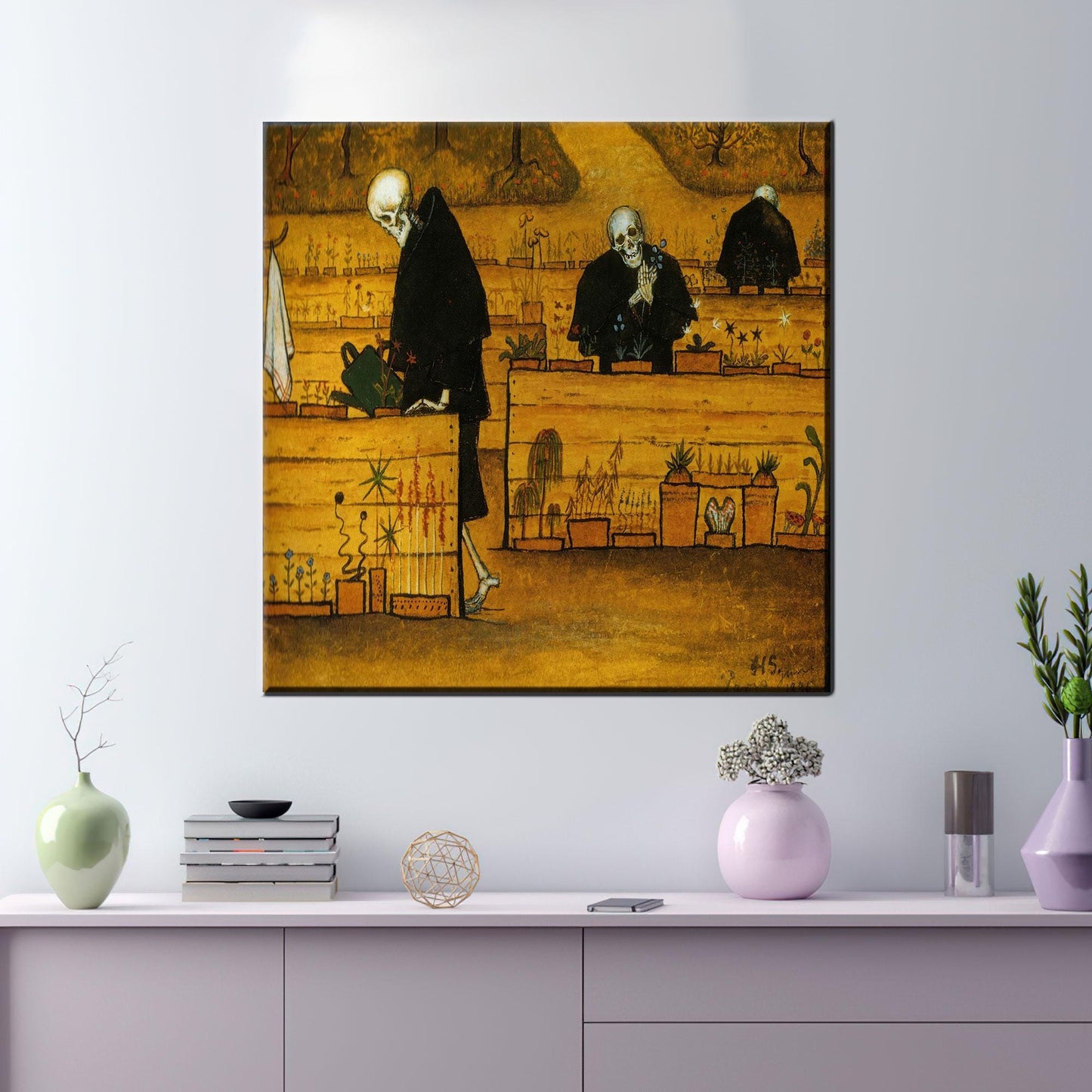 Dark Gold Surreal Symbolist Skeleton Canvas Print