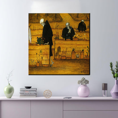 Dark Gold Surreal Symbolist Skeleton Canvas Print