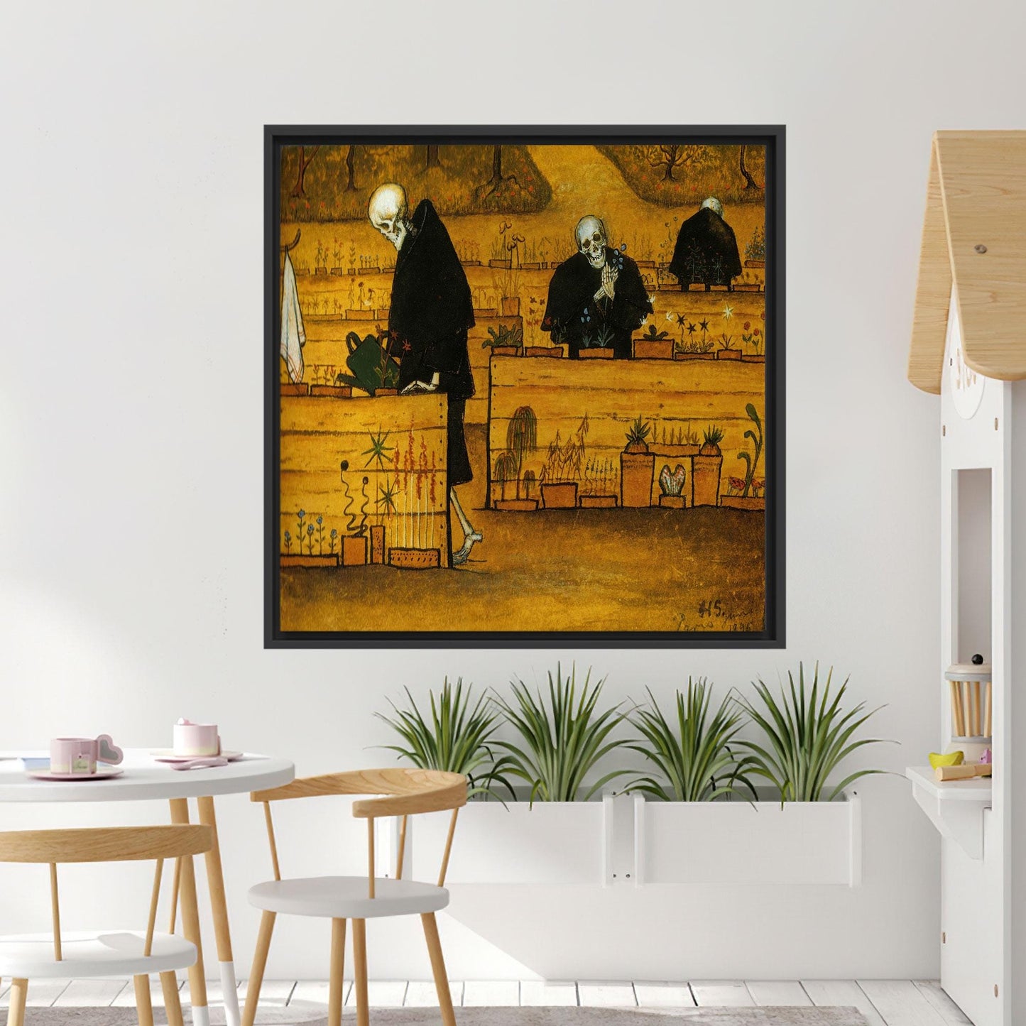 Dark Gold Surreal Symbolist Skeleton Canvas Print