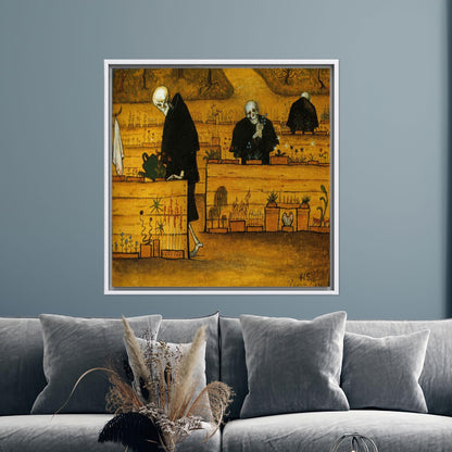 Dark Gold Surreal Symbolist Skeleton Canvas Print