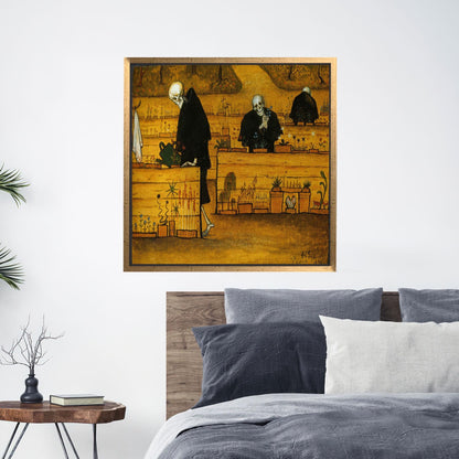 Dark Gold Surreal Symbolist Skeleton Canvas Print