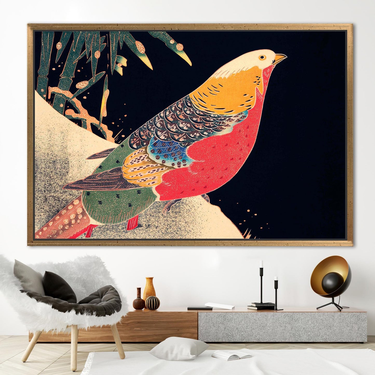 Japanese Bird Design Canvas Print
