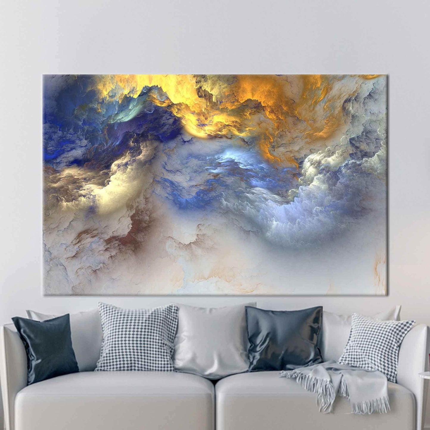 Blue and Yellow Abstract Cloudy Canvas Print