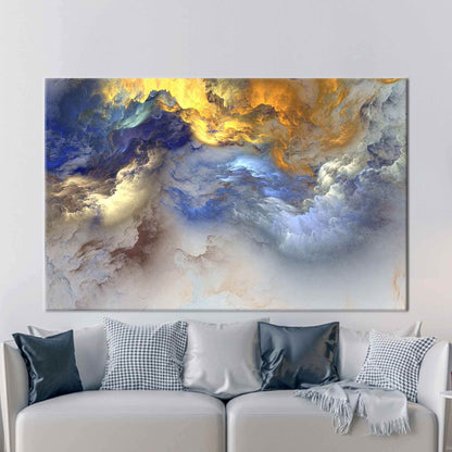 Blue and Yellow Abstract Cloudy Canvas Print