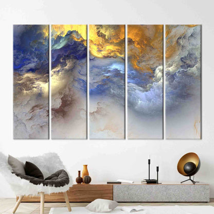 Blue and Yellow Abstract Cloudy Canvas Print