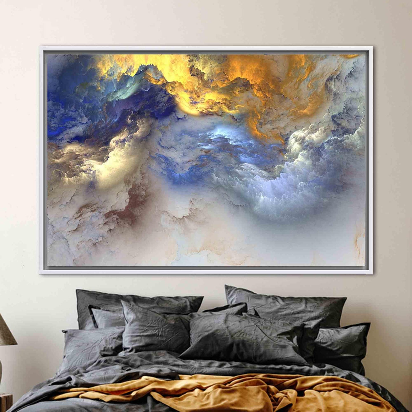Blue and Yellow Abstract Cloudy Canvas Print