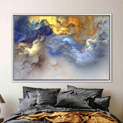 Blue and Yellow Abstract Cloudy Canvas Print