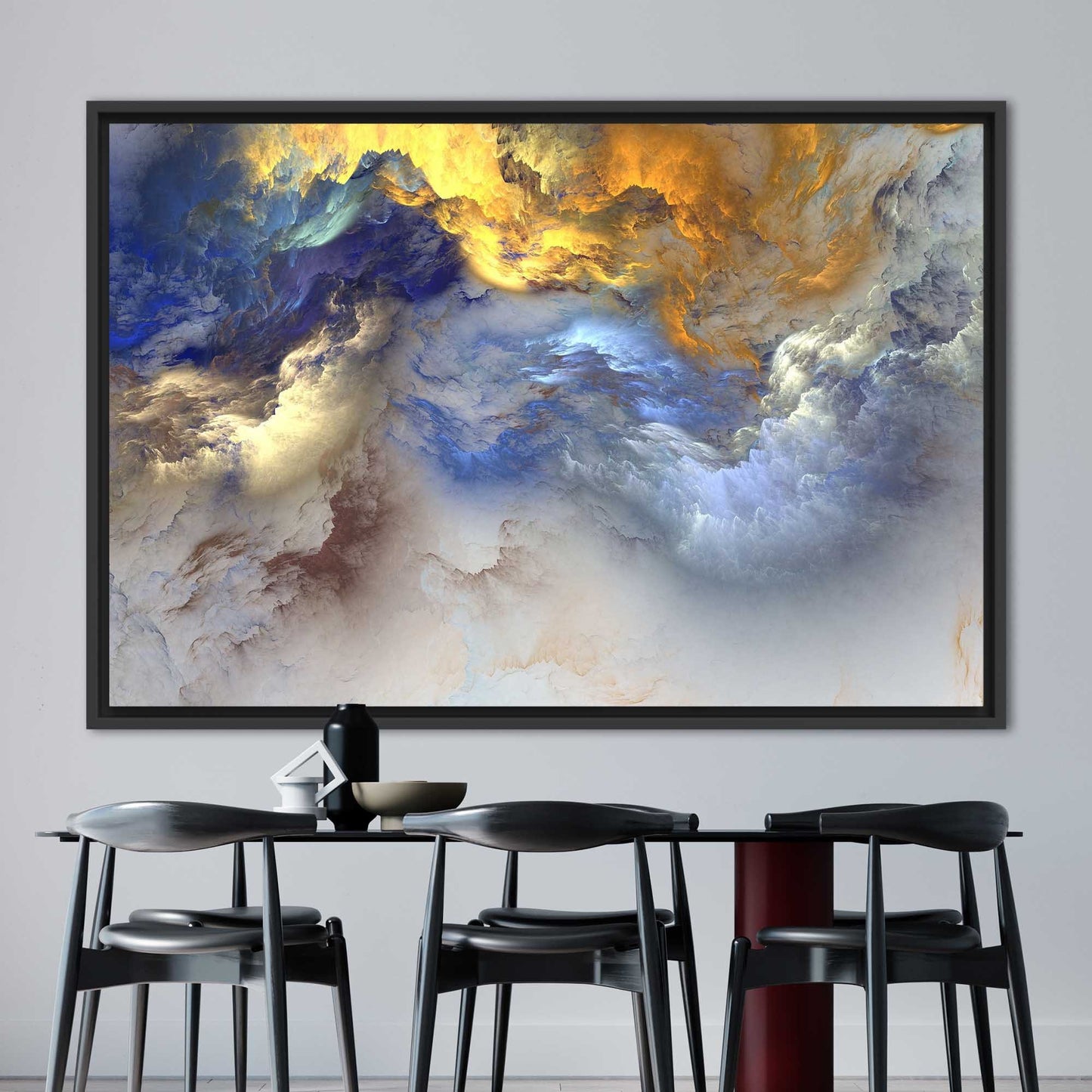 Blue and Yellow Abstract Cloudy Canvas Print