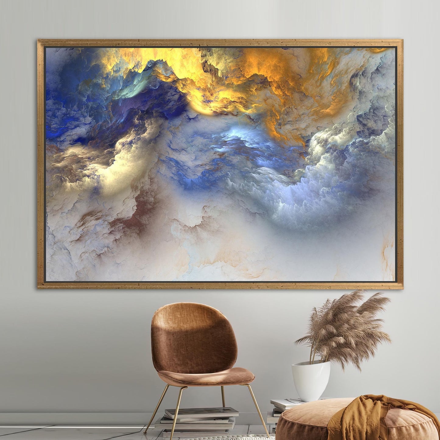 Blue and Yellow Abstract Cloudy Canvas Print