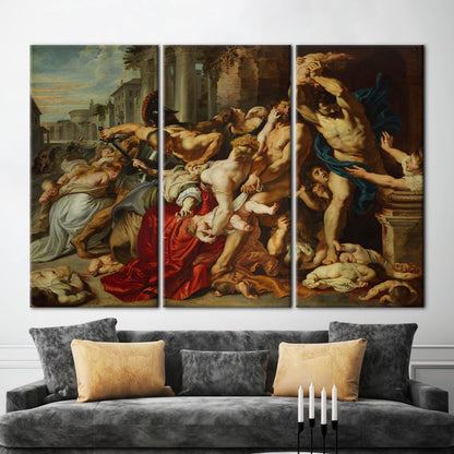 Vintage Massacre of the Innocents Baroque Art Oil Painting Canvas Print, Classic Reproduction