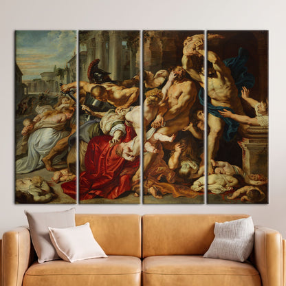 Vintage Massacre of the Innocents Baroque Art Oil Painting Canvas Print, Classic Reproduction