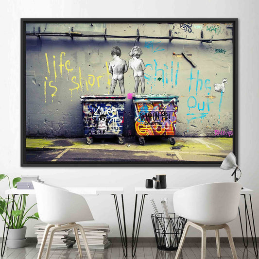 Banksy Life is Short Canvas Print - Graffiti Wall Decor, Banksy Art, Chill The Out