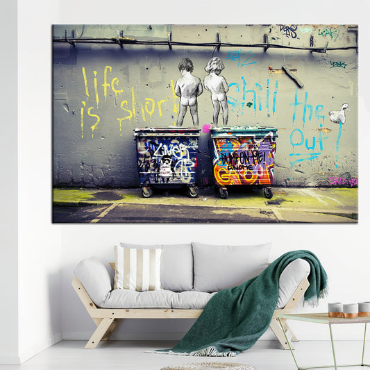 Banksy Life is Short Canvas Print - Graffiti Wall Decor, Banksy Art, Chill The Out