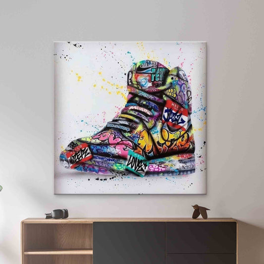 Modern Sneakers Graffiti Art Canvas Print - Personalized Gift Box, Colorful Shoes Art