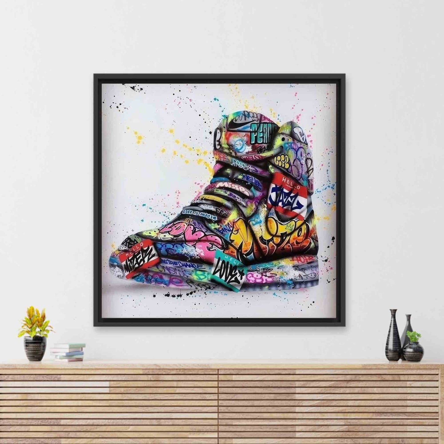Modern Sneakers Graffiti Art Canvas Print - Personalized Gift Box, Colorful Shoes Art