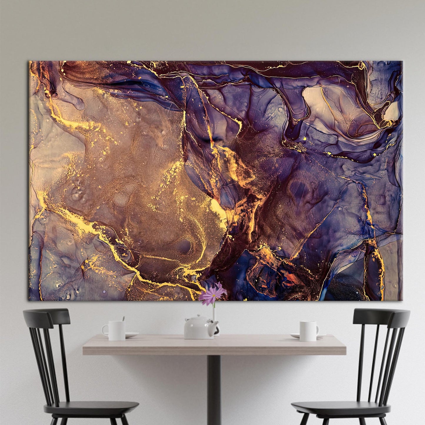 Purple and Gold Marble Abstract Canvas Print