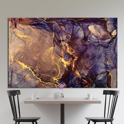 Purple and Gold Marble Abstract Canvas Print