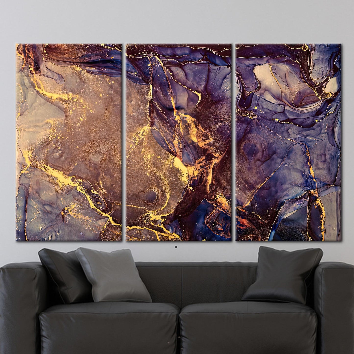 Purple and Gold Marble Abstract Canvas Print
