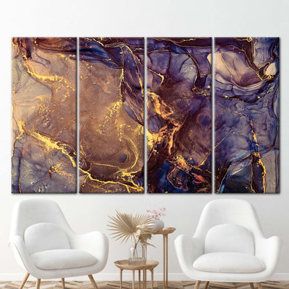 Purple and Gold Marble Abstract Canvas Print