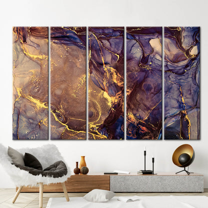 Purple and Gold Marble Abstract Canvas Print