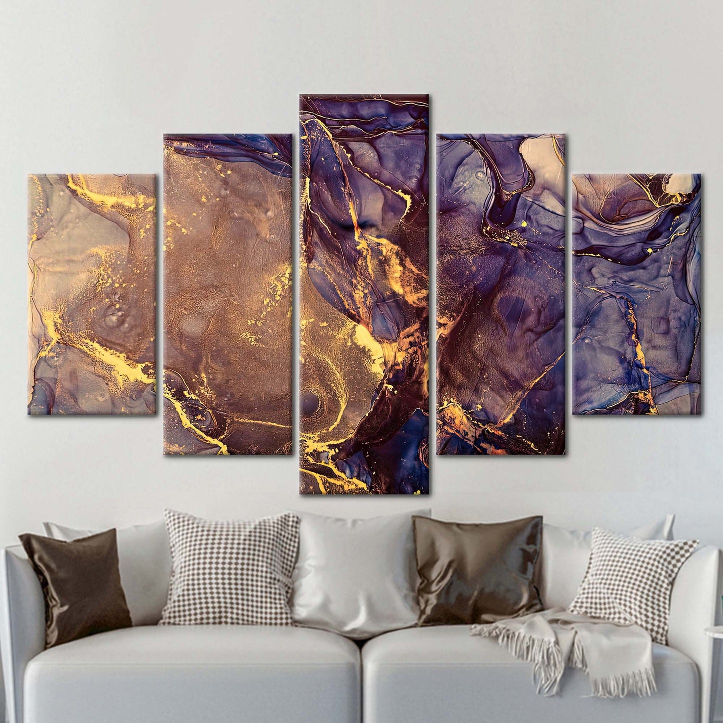 Purple and Gold Marble Abstract Canvas Print