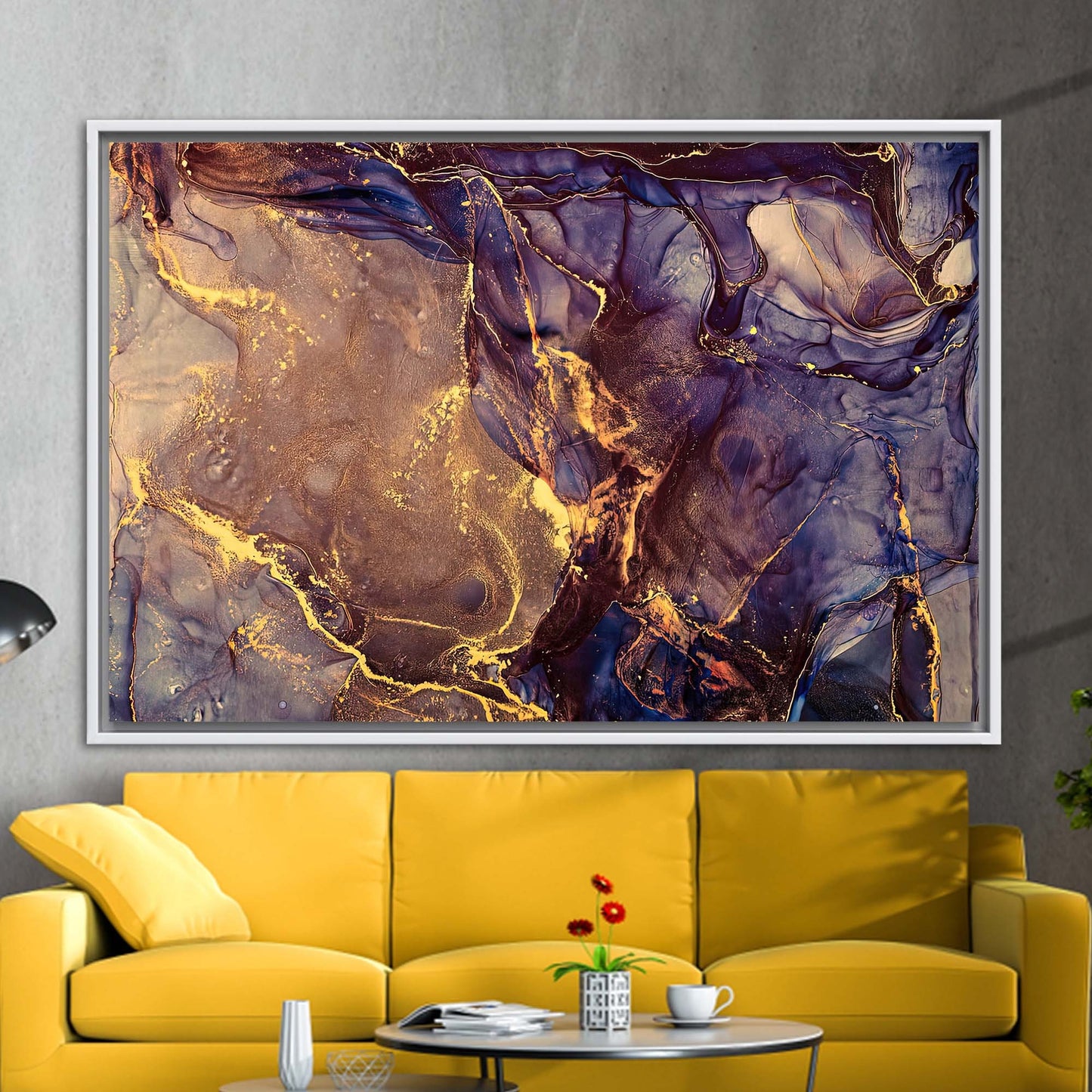 Purple and Gold Marble Abstract Canvas Print