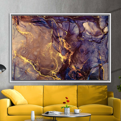 Purple and Gold Marble Abstract Canvas Print