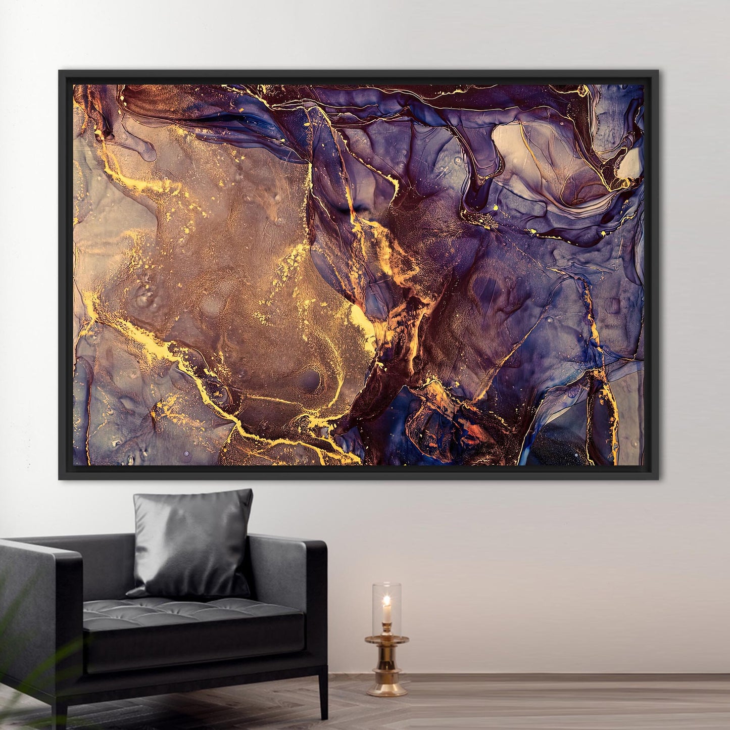 Purple and Gold Marble Abstract Canvas Print