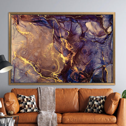Purple and Gold Marble Abstract Canvas Print