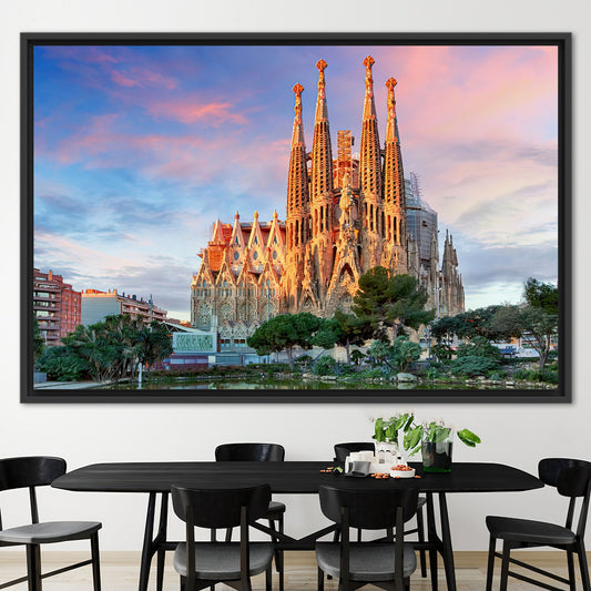 Printed Canvas Artwork: Barcelona Poster Canvas Gift with Antoni Gaudi Theme