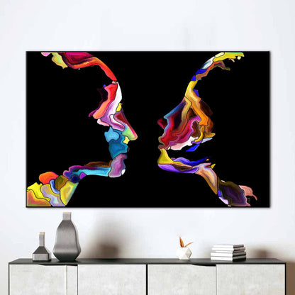 Colorful Abstract Couple Silhouette Valentine's Canvas Print