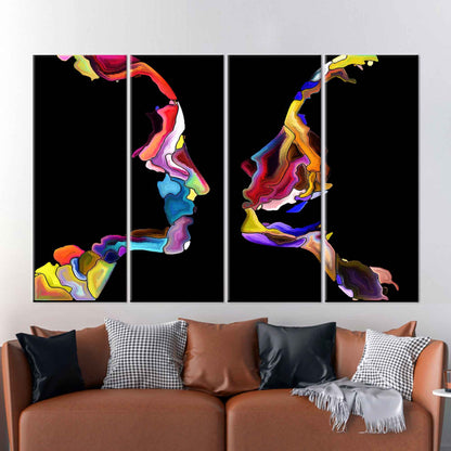 Colorful Abstract Couple Silhouette Valentine's Canvas Print