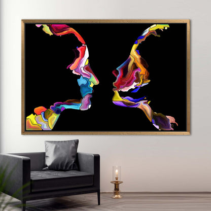 Colorful Abstract Couple Silhouette Valentine's Canvas Print