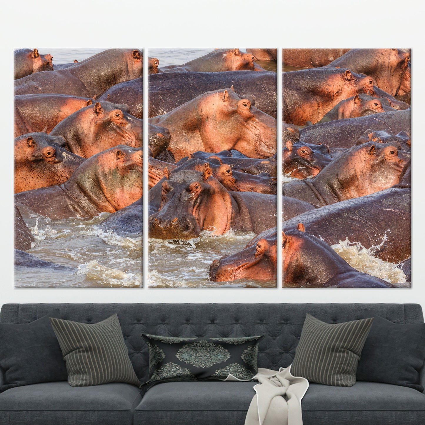 Wildlife Hippos Loft Her Canvas Print