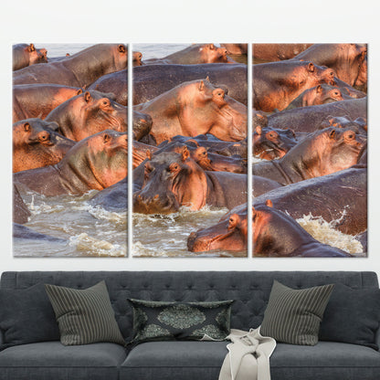 Wildlife Hippos Loft Her Canvas Print