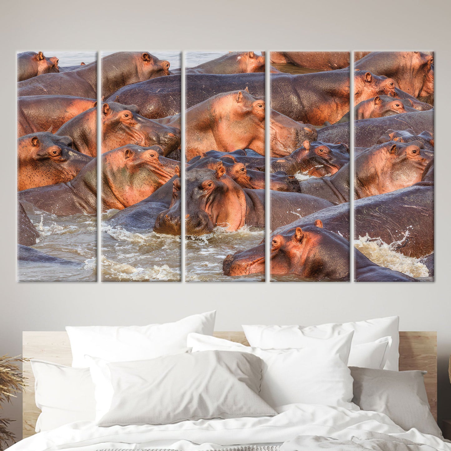 Wildlife Hippos Loft Her Canvas Print