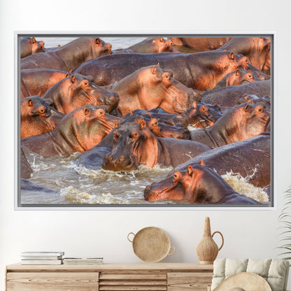 Wildlife Hippos Loft Her Canvas Print