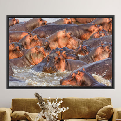 Wildlife Hippos Loft Her Canvas Print