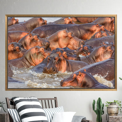 Wildlife Hippos Loft Her Canvas Print