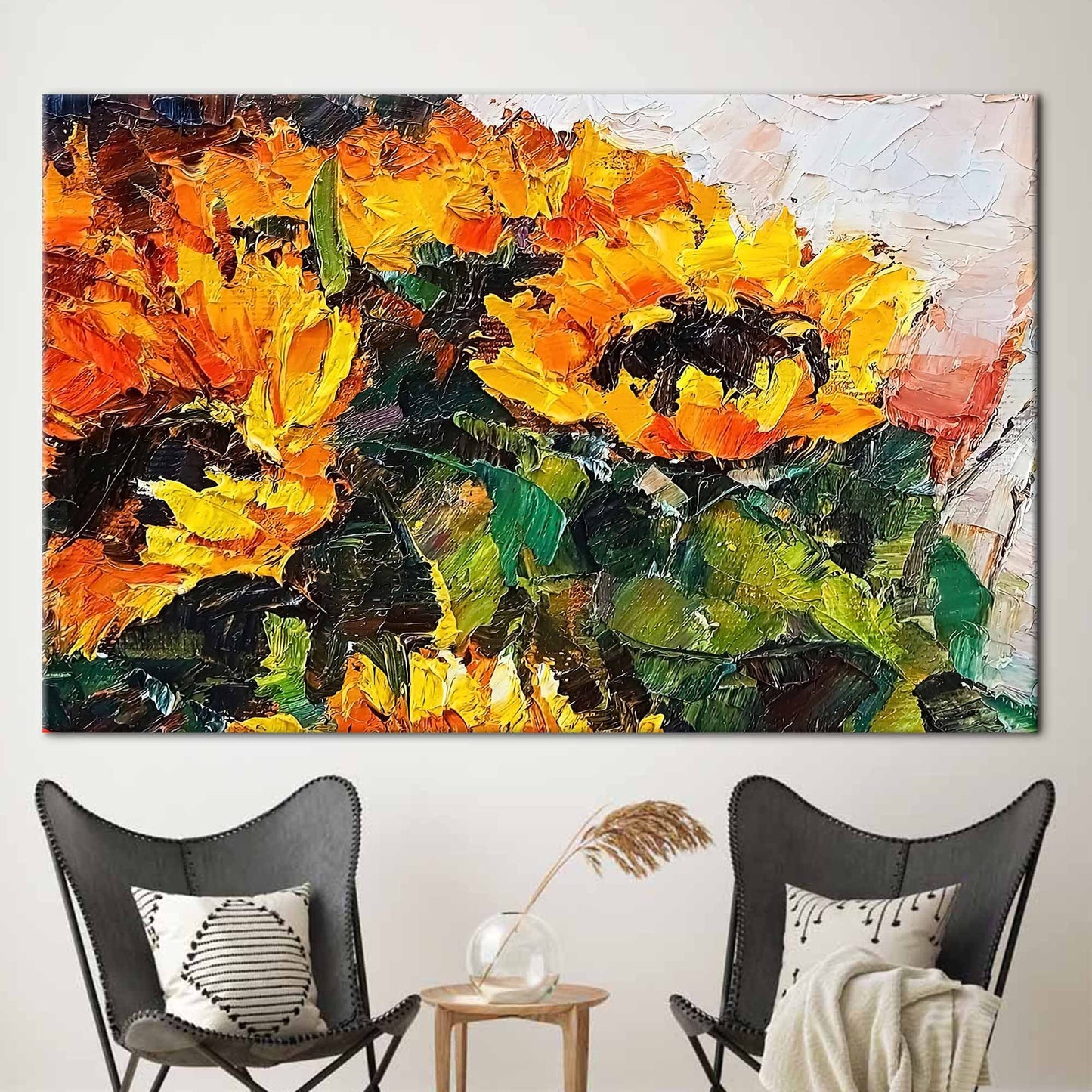 Bouquet Sunflower Painting Flower Abstract Canvas Print