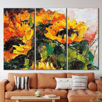 Bouquet Sunflower Painting Flower Abstract Canvas Print