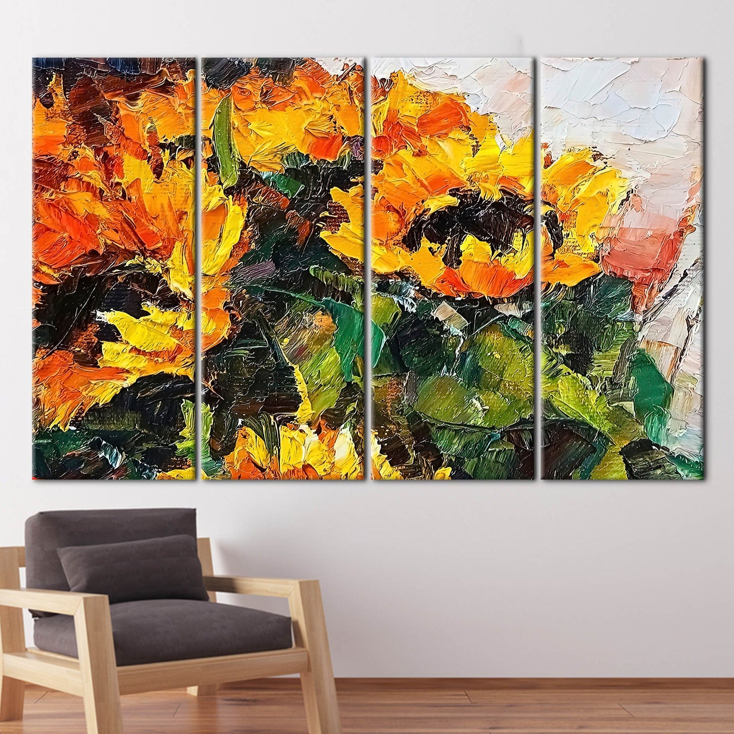Bouquet Sunflower Painting Flower Abstract Canvas Print
