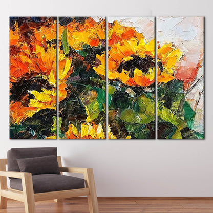 Bouquet Sunflower Painting Flower Abstract Canvas Print