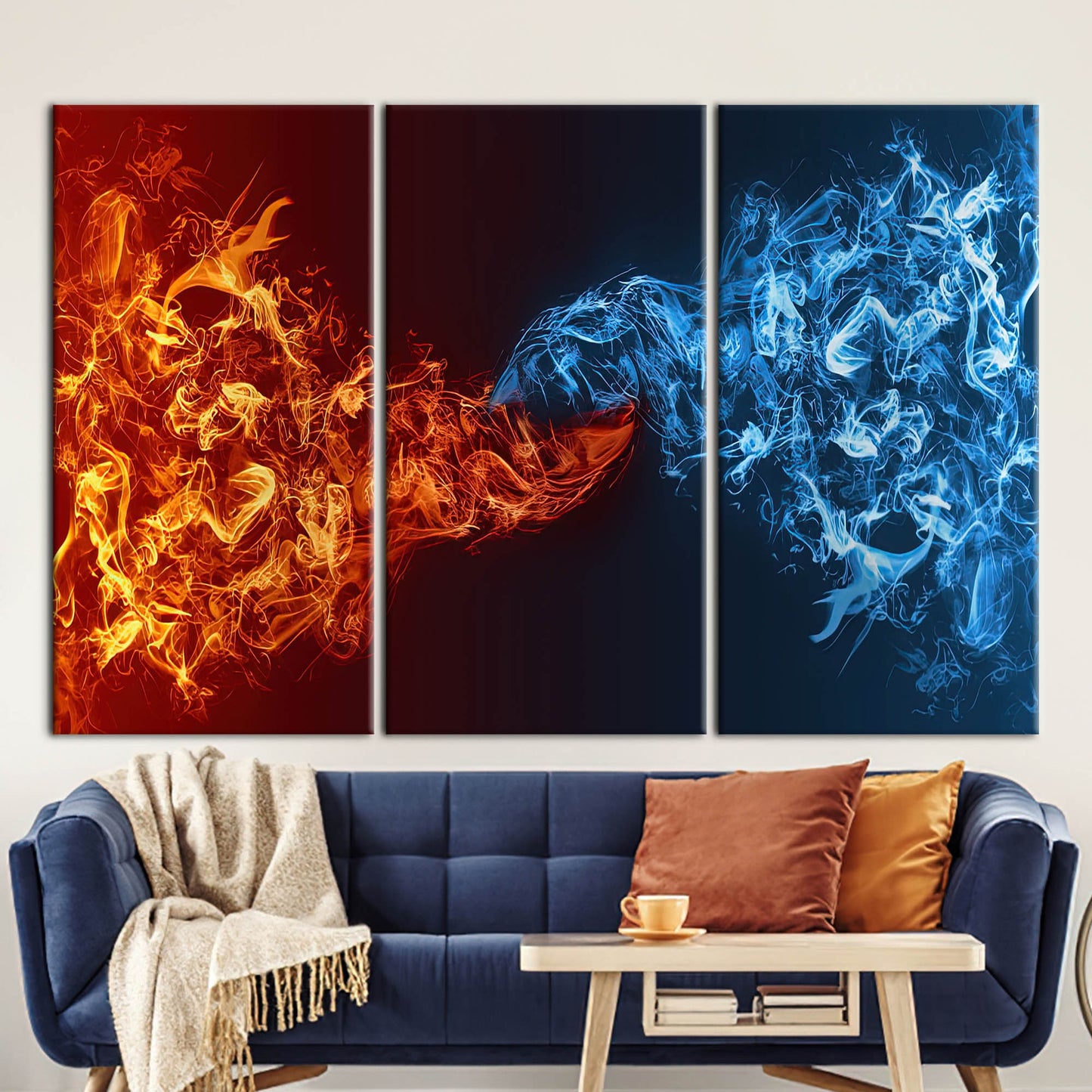 Red Vs Blue Abstract Ice Canvas Print