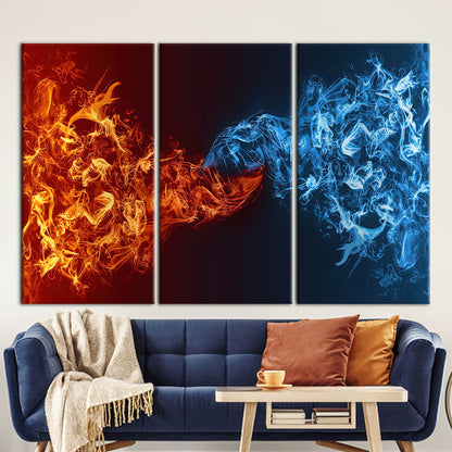 Red Vs Blue Abstract Ice Canvas Print