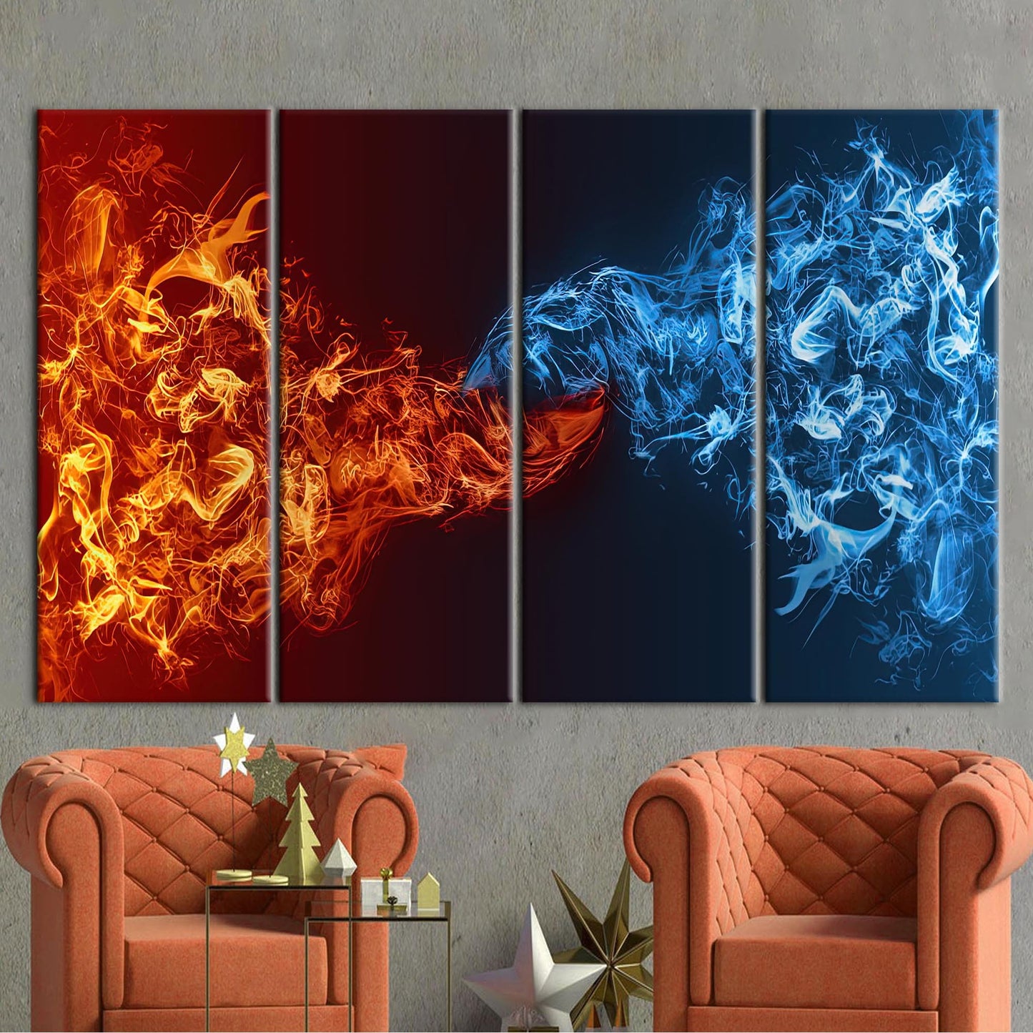 Red Vs Blue Abstract Ice Canvas Print