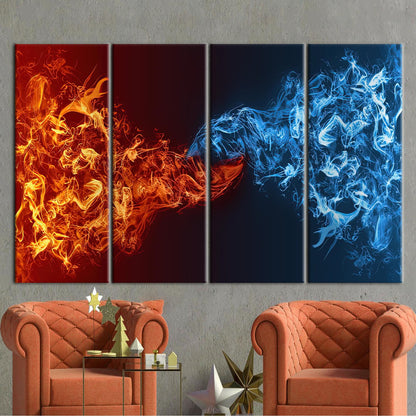 Red Vs Blue Abstract Ice Canvas Print