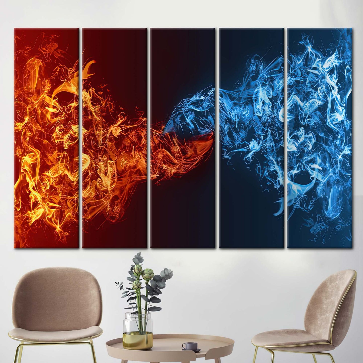 Red Vs Blue Abstract Ice Canvas Print