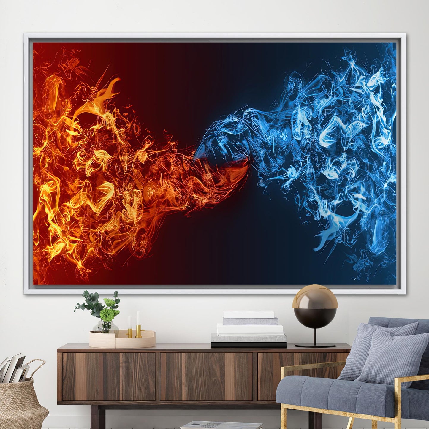 Red Vs Blue Abstract Ice Canvas Print